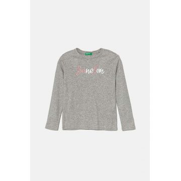 United Colors of Benetton longsleeve din bumbac pentru copii culoarea gri, 3I9WC10JR