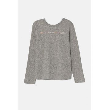 United Colors of Benetton longsleeve din bumbac pentru copii culoarea gri, 3I9WG10F7