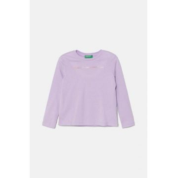 United Colors of Benetton longsleeve din bumbac pentru copii culoarea violet, 3I9WG10F7