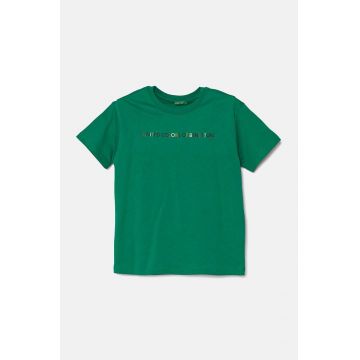 United Colors of Benetton tricou de bumbac pentru copii culoarea verde, cu imprimeu, 3I1XC10JL