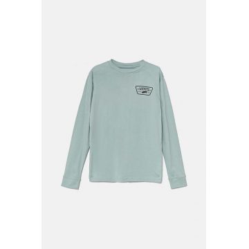 Vans longsleeve din bumbac pentru copii Full Patch Back culoarea turcoaz, cu imprimeu, VN000JCTDAZ1