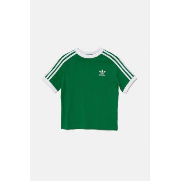 adidas Originals tricou de bumbac pentru copii 3STRIPES TEE culoarea verde, IY7431