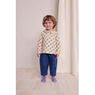 Bobo Choses longsleeve din bumbac pentru bebeluși Cherry culoarea bej, 224AB022