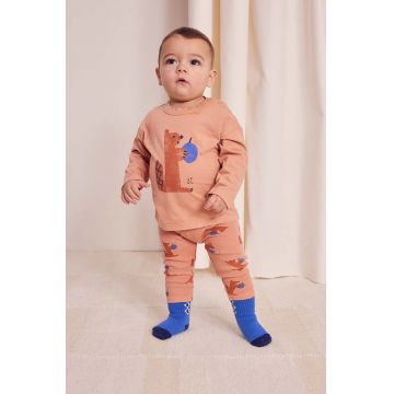 Bobo Choses longsleeve din bumbac pentru bebeluși Hungry Squirrel culoarea portocaliu, cu imprimeu, 224AB017