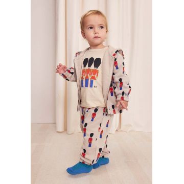 Bobo Choses longsleeve din bumbac pentru bebeluși Little Tin Soldier culoarea bej, cu imprimeu, 224AB020