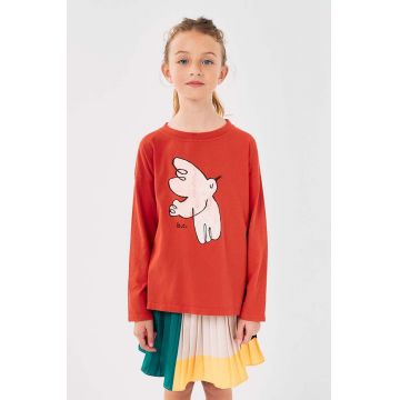 Bobo Choses longsleeve din bumbac pentru copii Freedom Bird culoarea rosu, cu imprimeu, 224AC013