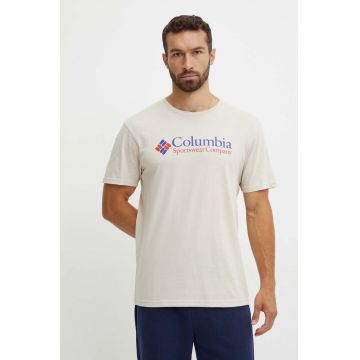 Columbia tricou barbati, culoarea bej, cu imprimeu