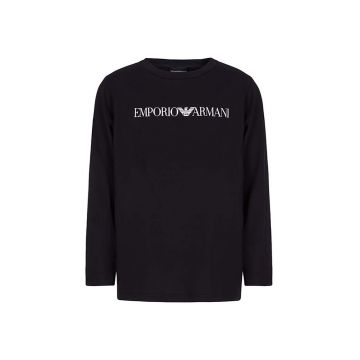 Emporio Armani longsleeve din bumbac pentru copii culoarea albastru marin, cu imprimeu, 8N4TN6 1JPZZ