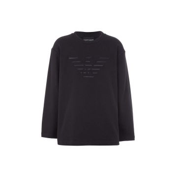 Emporio Armani longsleeve din bumbac pentru copii culoarea negru, cu imprimeu, 6D4TJC 3J5VZ