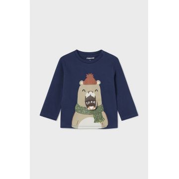 Mayoral longsleeve din bumbac pentru bebeluși culoarea albastru marin, cu imprimeu, 2035