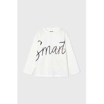 Mayoral longsleeve din bumbac pentru copii culoarea bej, cu imprimeu, 4039