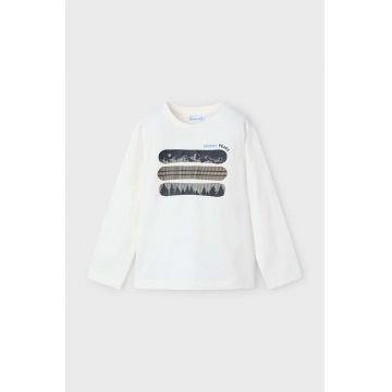 Mayoral longsleeve din bumbac pentru copii culoarea bej, cu imprimeu, 4055