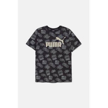 Puma tricou de bumbac pentru copii ESS+ MID 90s AOP Tee culoarea gri, modelator, 681875