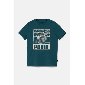 Puma tricou de bumbac pentru copii ESS+ MID 90sphic Tee culoarea verde, cu imprimeu, 681873