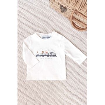 Tartine et Chocolat longsleeve din bumbac pentru bebeluși culoarea portocaliu, cu imprimeu, TZ10051