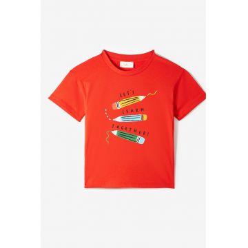 Tricou cu decolteu la baza gatului si imprimeu