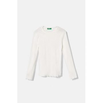 United Colors of Benetton longsleeve copii culoarea alb, 3F1AC10LI