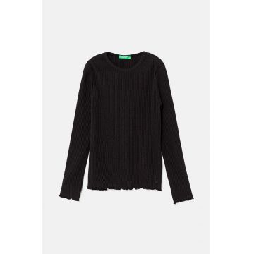 United Colors of Benetton longsleeve copii culoarea negru, 3F1AC10LI