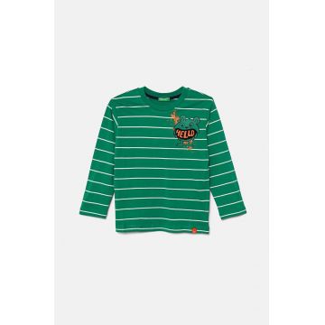 United Colors of Benetton longsleeve din bumbac culoarea verde, modelator, 3KUYG10FD