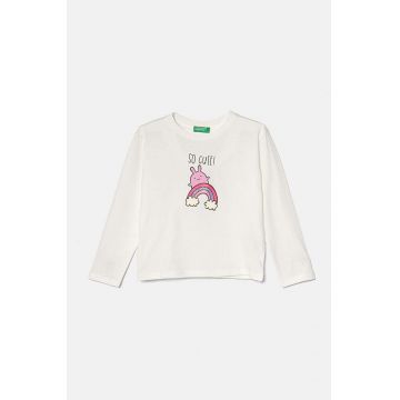 United Colors of Benetton longsleeve din bumbac pentru copii culoarea alb, 3I1XG10FI