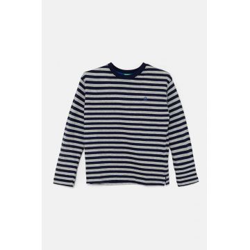 United Colors of Benetton longsleeve din bumbac pentru copii culoarea albastru marin, modelator, 3GZ3C10JW