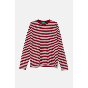 United Colors of Benetton longsleeve din bumbac pentru copii culoarea bordo, modelator, 3GZ3C10JW