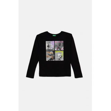 United Colors of Benetton longsleeve din bumbac pentru copii culoarea negru, 3I1XC10KI