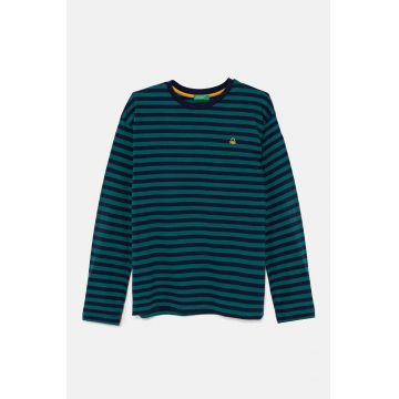 United Colors of Benetton longsleeve din bumbac pentru copii culoarea verde, modelator, 3GZ3C10JW