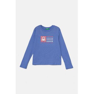 United Colors of Benetton longsleeve din bumbac pentru copii culoarea violet, 3I9WG10F7