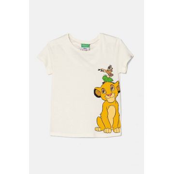 United Colors of Benetton tricou de bumbac pentru copii culoarea bej, 3I1XC10LK