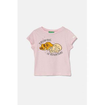 United Colors of Benetton tricou de bumbac pentru copii culoarea roz, 3I1XG10GS