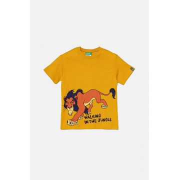 United Colors of Benetton tricou de bumbac pentru copii x Disney culoarea galben, cu imprimeu, 3I1XC10LJ