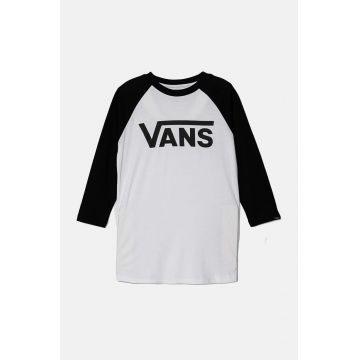 Vans longsleeve din bumbac pentru copii CLASSIC RAGLAN culoarea negru, modelator, VN0003P3BLK1