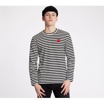 Tricou Comme des Garçons PLAY Long Sleeve Tee UNISEX Black/ White