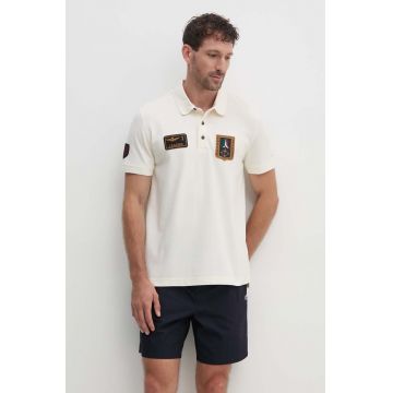 Aeronautica Militare tricou polo barbati, culoarea bej, cu imprimeu