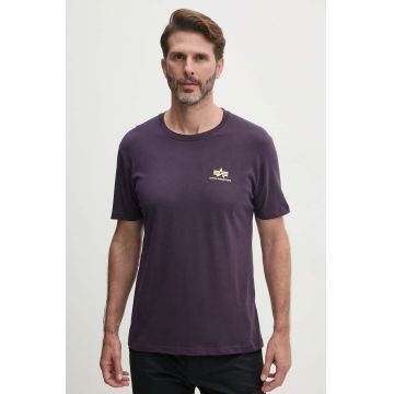 Alpha Industries tricou din bumbac barbati, culoarea violet, cu imprimeu