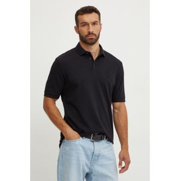 Armani Exchange polo de bumbac culoarea negru, cu imprimeu, 6DZFLK ZJXUZ