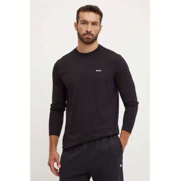 Boss Green longsleeve barbati, culoarea negru, neted