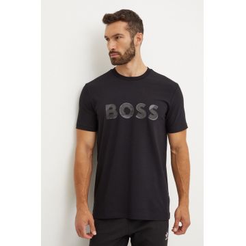 Boss Green tricou barbati, culoarea negru, cu imprimeu, 50519365