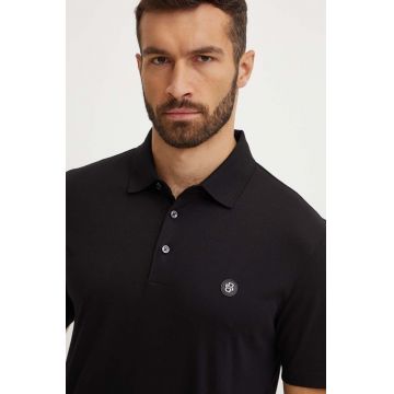 BOSS polo de bumbac culoarea negru, neted, 50520297