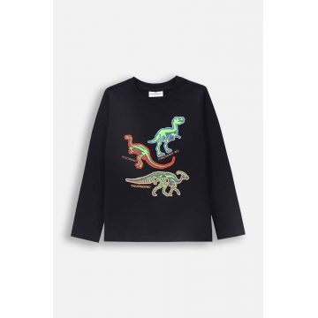 Coccodrillo longsleeve din bumbac pentru copii culoarea albastru marin, cu imprimeu, EVERYDAY BOY