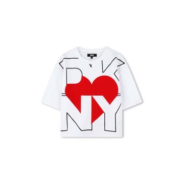 Dkny tricou de bumbac pentru copii culoarea alb, D62065