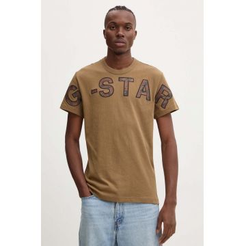 G-Star Raw tricou din bumbac barbati, culoarea maro, cu imprimeu, D25533-C336