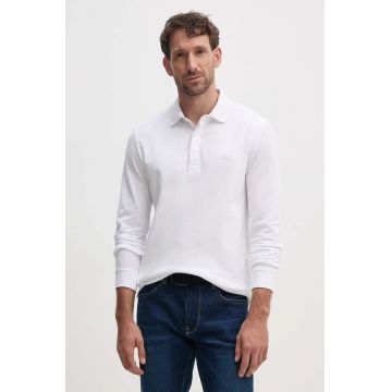 Lacoste longsleeve barbati, culoarea alb, neted, PH2481