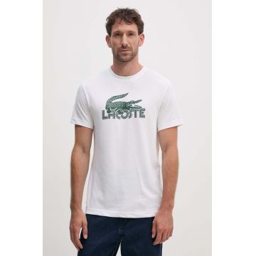 Lacoste tricou barbati, culoarea bej, cu imprimeu, TH2508