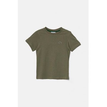 Lacoste tricou de bumbac pentru copii culoarea verde, neted