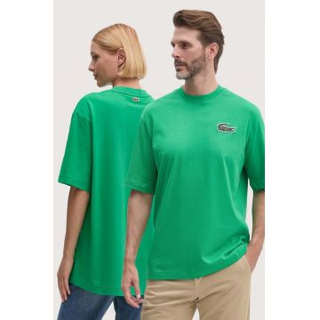 Lacoste tricou din bumbac culoarea verde, cu imprimeu