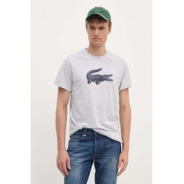 Lacoste tricou Koszulka Lacoste Tee-shirt TH2042 MNC barbati, culoarea gri, cu imprimeu