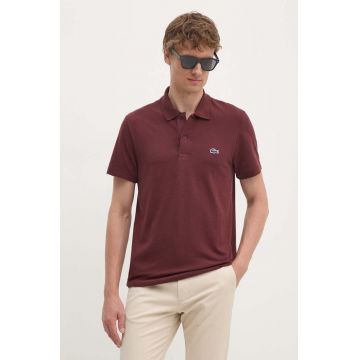 Lacoste tricou polo barbati, culoarea bordo, neted, DH5522