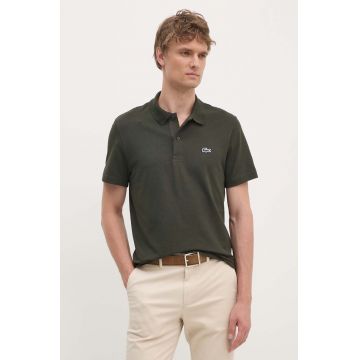 Lacoste tricou polo barbati, culoarea verde, neted, DH5522